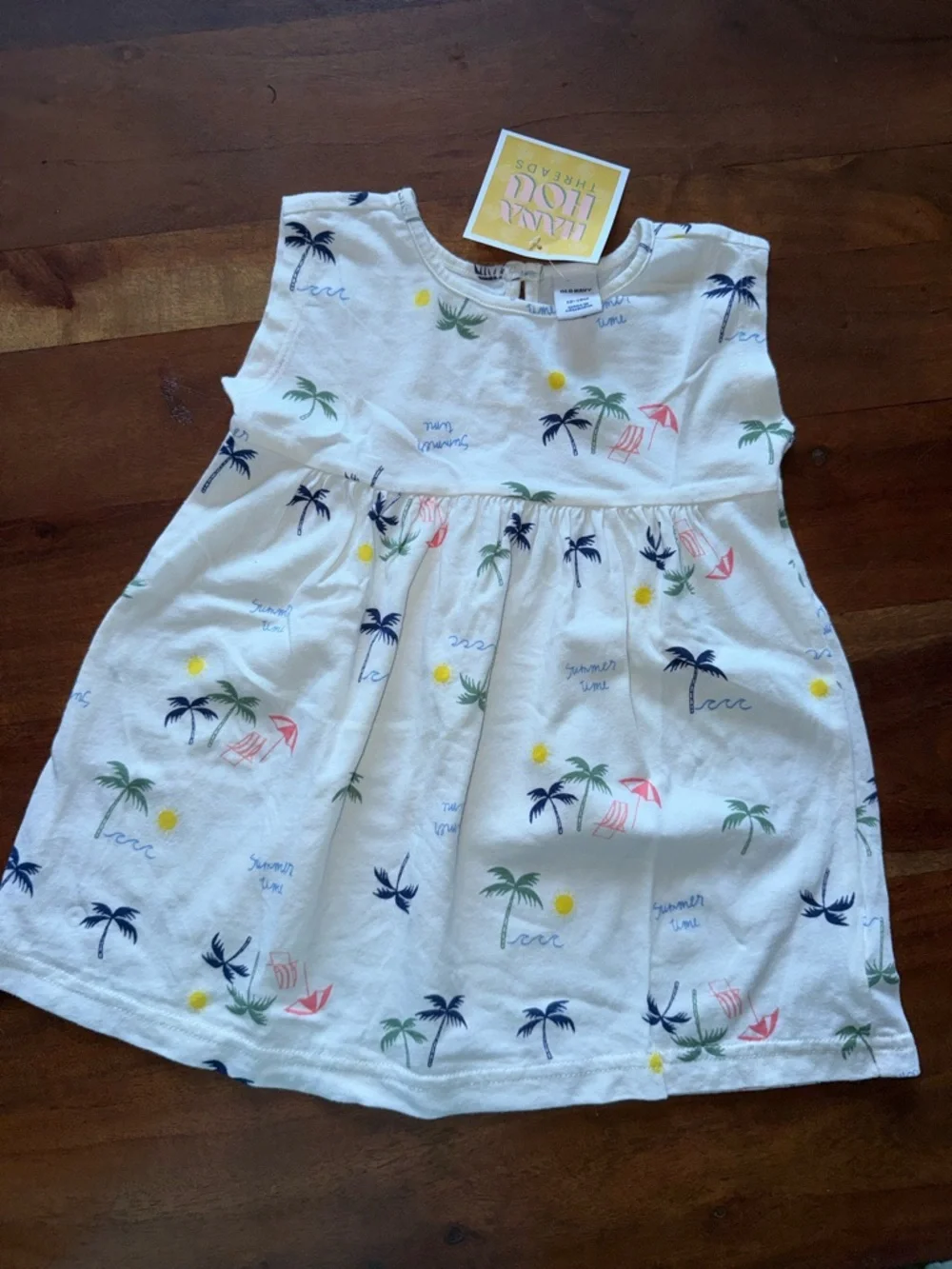 Old Navy White Palm & Sailboat Print Sleeveless Dress